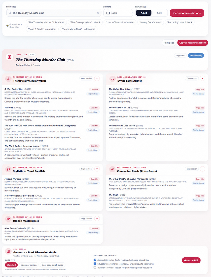 BookAmor results view